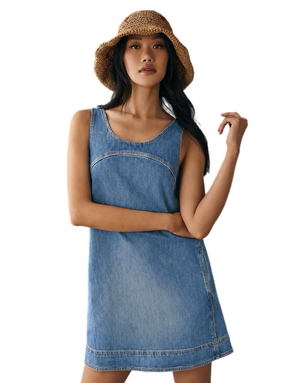 NWT Pilcro Anthropologie Denim Shift Dress Overall Dress Mini Sizes L and XL